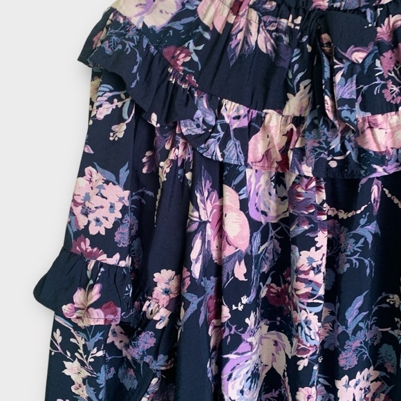 Cupio Floral Print Ruffle Front Peasant Blouse - Picture 3 of 10